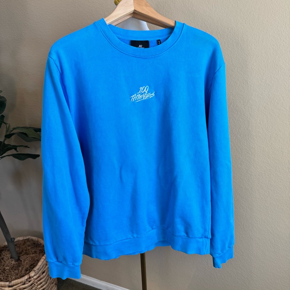 100 Thieves Sweatshirt Mens L Blue Enter Infinity 2021 Pullover Crewneck Esports